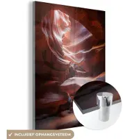 MuchoWow Glasschilderij 120x160 cm - Schilderij acrylglas - Landschap - Grot - Zand - Natuur - Foto op glas - Schilderijen