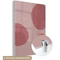 MuchoWow Glasschilderij 30x40 cm - Schilderij acrylglas - Rozen - Rood - Bloemen - Abstract - Foto op glas - Schilderijen