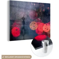 MuchoWow Glasschilderij 40x30 cm - Schilderij acrylglas - Abstract - Druppels - Kleuren - Regen - Foto op glas - Schilderijen