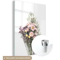 MuchoWow Glasschilderij 60x80 cm - Schilderij acrylglas - Bloemen - Boeket - Natuur - Planten - Lente - Foto op glas - Schilderijen