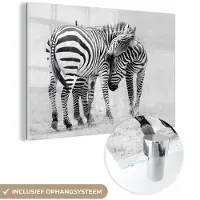 MuchoWow Glasschilderij 180x120 cm - Schilderij acrylglas - Zebra - Dieren - Natuur - Safari - Foto op glas - Muurdecoratie woonkamer - Wanddecoratie slaapkamer - Schilderijen