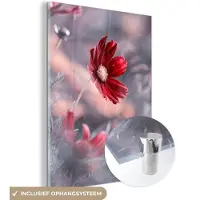 MuchoWow Glasschilderij 120x160 cm - Schilderij acrylglas - Bloemen - Rood - Natuur - Planten - Foto op glas - Schilderijen