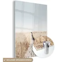 MuchoWow Glasschilderij 120x160 cm - Schilderij acrylglas - Pad - Zand - Planten - Natuur - Foto op glas - Schilderijen