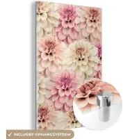 MuchoWow Glasschilderij 120x180 cm - Schilderij acrylglas - Bloemen - Roze - Wit - Natuur - Foto op glas - Schilderijen