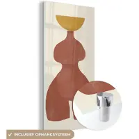 MuchoWow Glasschilderij 60x120 cm - Schilderij acrylglas - Abstract - Vormen - Pastel - Bruin - Foto op glas - Schilderijen