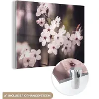 MuchoWow Glasschilderij 160x120 cm - Schilderij acrylglas - Bloemen - Wit - Natuur - Plant - Bloesem - Foto op glas - Schilderijen