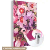 MuchoWow Glasschilderij 40x60 cm - Schilderij acrylglas - Roze - Orchidee - Bloemen - Kleuren - Botanisch - Foto op glas - Schilderijen