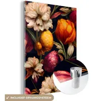MuchoWow Glasschilderij 120x160 cm - Schilderij acrylglas - Bloemen - Planten - Kleuren - Wit - Foto op glas - Muurdecoratie woonkamer - Wanddecoratie slaapkamer - Schilderijen