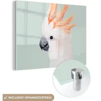 MuchoWow Glasschilderij 120x90 cm - Schilderij acrylglas - Kaketoe - Dieren - Natuur - Wit - Foto op glas - Schilderijen