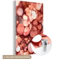 MuchoWow Glasschilderij 60x90 cm - Schilderij acrylglas - Abstract - Glitter - Roze - Luxe - Foto op glas - Schilderijen