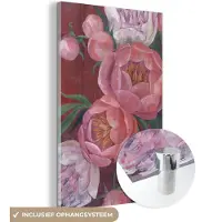 MuchoWow Glasschilderij 100x150 cm - Schilderij acrylglas - Bloemen - Roze - Schilderij - Planten - Foto op glas - Schilderijen