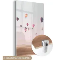 MuchoWow Glasschilderij 120x180 cm - Schilderij acrylglas - Luchtballon - Woestijn - Lucht - Landschap - Natuur - Foto op glas - Schilderijen