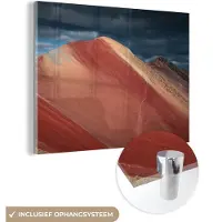 MuchoWow Glasschilderij 160x120 cm - Schilderij acrylglas - Landschap - Natuur - Berg - Wolken - Foto op glas - Schilderijen