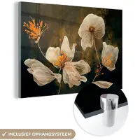 MuchoWow Glasschilderij 150x100 cm - Schilderij acrylglas - Bloemen - Planten - Natuur - Kleuren - Illustratie - Foto op glas - Muurdecoratie woonkamer - Wanddecoratie slaapkamer - Schilderijen