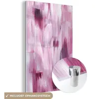 MuchoWow Glasschilderij 20x30 cm - Schilderij acrylglas - Kleuren - Verf - Schilderij - Roze - Foto op glas - Schilderijen