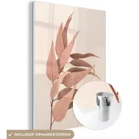 MuchoWow Glasschilderij 120x160 cm - Schilderij acrylglas - Plant - Bruin - Natuur - Bloem - Foto op glas - Schilderijen