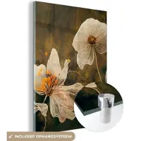 MuchoWow Glasschilderij 120x160 cm - Schilderij acrylglas - Bloemen - Planten - Natuur - Kleuren - Illustratie - Foto op glas - Muurdecoratie woonkamer - Wanddecoratie slaapkamer - Schilderijen