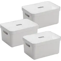 Sunware Sigma Home opbergbox 5L - Set van 3 - Grijs/Transparant