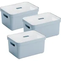 Sunware Sigma Home Opbergbox 13L - set van 3 - blauwgrijs/transparant