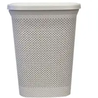 Bathroom Solutions Wasmand - creme wit - 60 liter - 37 x 46 x 60 cm - met deksel
