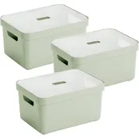Sunware Sigma Home Opbergbox 13L - set van 3 - lichtgroen/transparant