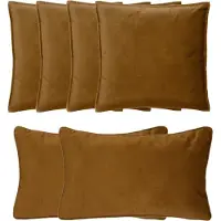 Atmosphera Bank/sierkussens Sophia - set 6x - Goud/bruin - polyester - met rits - In 2 formaten