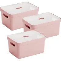 Sunware Sigma Home Opbergbox 13L - set van 3 - roze/transparant