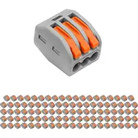 BES LED Lasklem - Verbindingsklem - 100 Stuks - 3 Polig met Klemmetjes - Grijs/Oranje