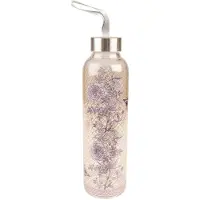 Clayre & Eef Glazen Fles 650 ml Glas Rond Bloemen
