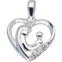 Lifetime Love familiehanger - zilver - opengewerkt hart - 3 zirkonia's