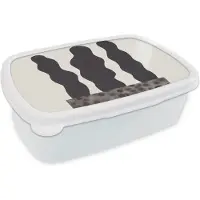 MuchoWow Broodtrommel Wit - Lunchbox - Brooddoos - Vaas - Planten - Bloemen - Pastel - 18x12x6 cm - Volwassenen