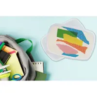 MuchoWow Broodtrommel Wit - Lunchbox - Brooddoos - Abstract - Kunst - Vormen - Regenboog - 18x12x6 cm - Volwassenen