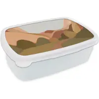 MuchoWow Broodtrommel Wit - Lunchbox - Brooddoos - Natuur - Landschap - Abstract - Kunst - 18x12x6 cm - Volwassenen