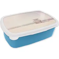 MuchoWow Broodtrommel Blauw - Lunchbox - Brooddoos - Strand - Hut - Zon - Zee - Zomer - 18x12x6 cm - Kinderen - Jongen