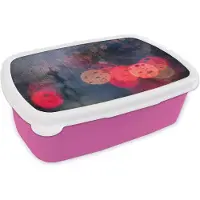 MuchoWow Broodtrommel Roze - Lunchbox - Brooddoos - Abstract - Druppels - Kleuren - Regen - 18x12x6 cm - Kinderen - Meisje