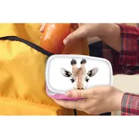 MuchoWow Broodtrommel Roze - Lunchbox - Brooddoos - Giraffe - Dieren - Natuur - Portret - 18x12x6 cm - Kinderen - Meisje