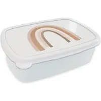 MuchoWow Broodtrommel Wit - Lunchbox - Brooddoos - Abstract - Kunst - Regenboog - Patroon - 18x12x6 cm - Volwassenen