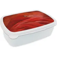 MuchoWow Broodtrommel Wit - Lunchbox - Brooddoos - Tropisch - Vogel - Rood - Dieren - 18x12x6 cm - Volwassenen