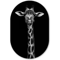 MuchoWow Muurovaal 60x90 cm - Ovale wanddecoratie Giraffe - Dieren - Portret - Zwart - Ovalen schilderij - Muurdecoratie woonkamer - Kamer decoratie - Schilderijen - Wandcirkel