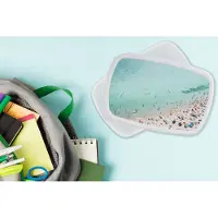 MuchoWow Broodtrommel Wit - Lunchbox - Brooddoos - Zee - Strand - Parasols - Blauw - Zomer - 18x12x6 cm - Volwassenen