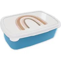 MuchoWow Broodtrommel Blauw - Lunchbox - Brooddoos - Abstract - Kunst - Regenboog - Patroon - 18x12x6 cm - Kinderen - Jongen