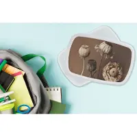 MuchoWow Broodtrommel Wit - Lunchbox - Brooddoos - Bloemen - Planten - Droogbloemen - Bruin - 18x12x6 cm - Volwassenen