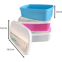 MuchoWow Broodtrommel Wit - Lunchbox - Brooddoos - Zee - Strand - Brug - Natuur - Zonsondergang - 18x12x6 cm - Volwassenen