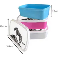 MuchoWow Broodtrommel Roze - Lunchbox - Brooddoos - Roofdier - Panter - Dieren - Natuur - 18x12x6 cm - Kinderen - Meisje