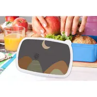 MuchoWow Broodtrommel Blauw - Lunchbox - Brooddoos - Bergen - Boom - Maan - Pastel - 18x12x6 cm - Kinderen - Jongen