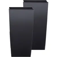 Prosperplast bloempot/plantenpot Urbi met binnenpot - 3x stuks - antraciet - 32 x 32 x 61 cm - Kunststof