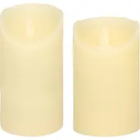 Anna's Collection Set van 2x stuks Ivoor Witte Led kaarsen met bewegende vlam - 12.5 en
