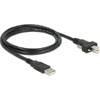 DeLOCK USB naar USB-B kabel met schroeven - USB2.0 - tot 2A / zwart - 1 meter