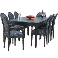 Ebuy24 Zwart antiek patina barok eethoek Mozart met 8 Rococo stoelen zwart.