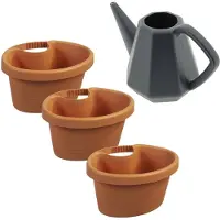 Benza Bloempot voor Regenpijp - Set van 3 stuks & Plantengieter 1.7 liter